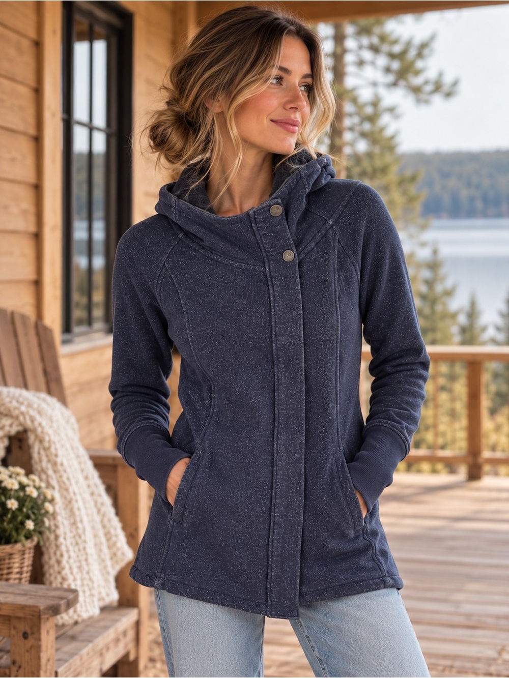 The North Face Women’s Navy Fleece Lined Hooded Jacket